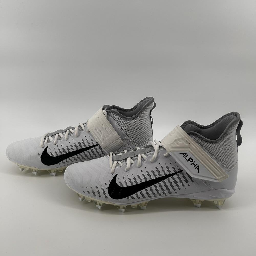 Nike Alpha Menace Pro 2 Mid AQ3209-100 White Black Mens Cleats Size 13.5